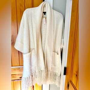 NWT Banana Republic open front fringe sweater cape